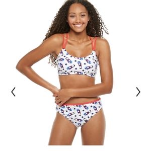 NWT Juniors' UNDERCURRENT Graphic Strappy Bikini Set Size L